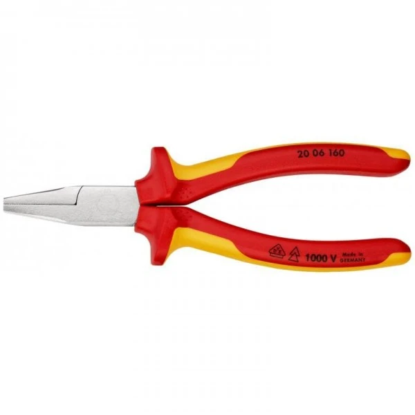 Knipex Flachzange Verchromt Isoliert Mit Mehrkomponenten-Hüllen, VDE-geprüft 160 Mm, 20 06 160 2 Knipex Flachzange Verchromt Isoliert Mit Mehrkomponenten-Hüllen, VDE-geprüft 160 Mm, 20 06 160 – Bild 2