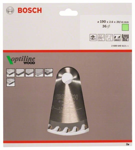Bosch Kreissägeblatt Optiline Wood, 190 X 20/16 X 2,6 Mm, 36 2608640613 2 Bosch Kreissägeblatt Optiline Wood, 190 X 20/16 X 2,6 Mm, 36 2608640613 – Bild 2